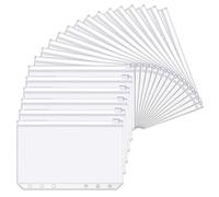 Buste Portadocumenti in Plastica,20 PCS Buste Trasparenti A5 con Cerniera 6 Fori Perforati Universali Bustes in PVC Senza Odore per Money Binder Agenda Risparmio Soldi Cash Stuffing