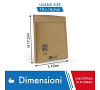 BUSTE POSTALI IMBOTTITE PLURIBALL 10 X 16,5 CM PER SPEDIZIONI 100-200-400-600 PZ