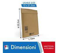 BUSTE POSTALI IMBOTTITE PLURIBALL 12 x 21,5 CM PER SPEDIZIONI 100-200-400-600 PZ