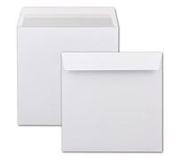Buste quadrate 220 x 220 mm - Bianco con stampa interna grigia - 100 pezzi - Qualità extra - 100 g/m² - 22 x 22 cm - per occasioni speciali - Chiusura adesiva - Marca: Gustav Neuser