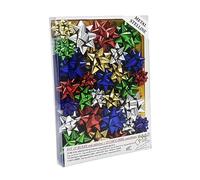Buste Regalo METAL STELLINE, SET MEDIUM PLUS, 25 Buste Metallizzate con Striscia Adesiva + 25 Coccarde coordinate, Colori Assortiti