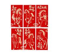 Buste rosse 2026, 6 pezzi Good Luck Spring Festival Money Packets | Anno del cavallo pacchetti di denaro, per familiari, nonni, genitori, bambini, colleghi, vicini, giovani adulti