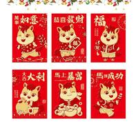 Buste rosse 2026 per l'anno del cavallo | 6 articoli per feste | Capodanno cinese Hong Bao, per gli amanti della , matrimonio, compleanno, ufficio, feste, riunioni di famiglia, occasioni