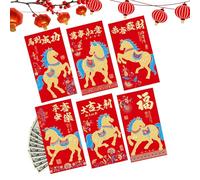 Buste rosse | 6 pezzi, decorazione portatile con cartoni animati, buste per denaro cinesi, per bambini, ragazze, donne, giovani, adolescenti, figlie, famiglie, amici