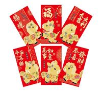 Buste rosse Anno Cavallo 2026 - 6 bustine portafortuna cartoni animati, decorazione regalo portatile | Buste rosse per il Festival di Primavera per donne, uomini, bambini, ragazzi, ragazze, adoles