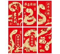 Buste Rosse - Buste Rosse Serpente 2025 | Foglio D'Oro Anno Della Busta Rossa Del Serpente | Busta Di Soldi Fortunati | 6X Grandi Pacchetti Di Busta Rossa Hong Bao Per Il Matrimonio Di A
