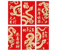 Buste Rosse - Buste Rosse Serpente 2025 | Foglio D'Oro Anno Della Busta Rossa Del Serpente | Busta Di Soldi Fortunati | 6X Grandi Pacchetti Di Busta Rossa Hong Bao Per Il Matrimonio Di A