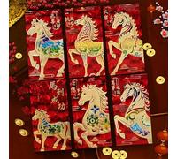 Buste Rosse Capodanno Lunare | 6 Pezzi Di Decorazione 3D In Rilievo Con Glitter 2026,Buste Rosse Capodanno Cinese,Per La Fidanzata, I Bambini, Gli Uomini, Le Ragazze, I Ragazzi, I Giovani E La Famigli