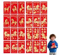 buste rosse cinesi 24 pezzi buste per Capodanno cinese 2026 con simboli zodiaco cavallo rosso classico 9x17 cm per auguri festività e decorazioni