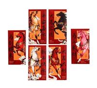Buste rosse cinesi, confezioni decorative da 6 pezzi, design dell'anno del cavallo 2026, buste spesse per soldi fortunati, confezione per festival primaverili, borse per bomboniere