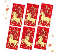 Buste Rosse d'Argento - 6 Pezzi Confezione Carta Capodanno - 2026 Simbolo Modello Cavallo Busta Argento | Per Ragazzi Ragazze Adulti Amici Compleanni Eventi Festa Della Casa