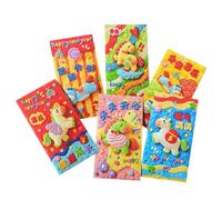 Buste rosse del capodanno cinese - Cartone spesso 9x17cm | Set di 6 3D 2026 con buste d'argento per la festa di primavera, busta rossa | Per amici familiari employ