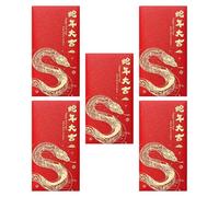 Buste rosse del capodanno cinese serpente - Confezioni rosse d'argento fortunato, Capodanno cinese 2025 | Buste rosse per la festa di primavera, tasche rosse Hong Bao Cash 5x buste ro