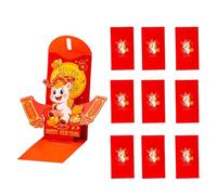 Buste rosse dell'anno del cavallo - 10 Hong Bao Lunar pieghevoli creativi 3D, pacchetto di denaro per la fortuna, regalo tradizionale cinese per festival di primavera | Accessorio di fornitura per C