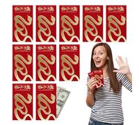 Buste rosse di Capodanno,Buste rosse del capodanno cinese 2025 Serpente | 10X sacchetto di denaro fortunato di Capodanno | Buste rosse cinesi stampate a caldo per la festa della stampa