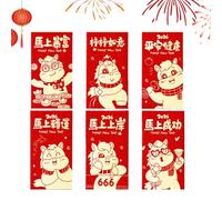 Buste Rosse Di Capodanno Cinese - 6 Pezzi | Busta Tasca Rossa Per Soldi | Pacchetti Di Argento Cinesi 2026 | Buste Anno Del Cavallo Per Vicini Adulti