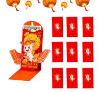 Buste Rosse Di Capodanno Cinese Del Cavallo | 10 Pezzi Forniture Per Eventi Pieghevole 3D | Buste Per Argento Capodanno Cinese | Per Imprese Collezionisti Compleanno Burea