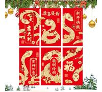 Buste rosse di serpente, pacchetto rosso di Capodanno 2025 - Carine buste rosse del nuovo anno lunare del serpente 2025,6 grandi pacchetti di buste rosse Hong Bao per matrimoni di compleanno del