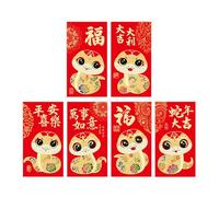 Buste rosse di serpente - Pacchetto rosso di Capodanno 2025 | Cartoon Gold Foil Year of the Snake Red Packet, 6x Money Packets Hong Bao per il matrimonio del festival di primavera