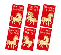 Buste Rosse Generiche, Tasca Di Carta Cavallo Da 6 Pezzi | Buste Natalizie Dal Design Vietnamita 2026, Per Ragazzo, Ragazza, Adulto, Amico Di Famiglia, Festa Di Compleanno, Festival Invernale Di Inaug