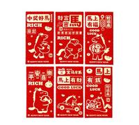 Buste Rosse Per Capodanno Cinese 2026 Anno Del Cavallo | 6 Pezzi Pacchetti Di Denaro Festivi E Fortunati | Anno Del Cavallo Pacchetti Di Denaro - Per Famiglia Nonni Genitori Figli Colleghi Vicini Giov