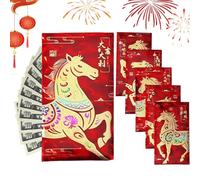 Buste Rosse Per Capodanno Cinese 6 Pezzi In Rilievo | Anno Del Cavallo Buste Hong Bao per il Vicini ed Eventi Comunità Professionali
