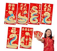 Buste rosse per Capodanno cinese, buste rosse per l'anno del serpente - buste per denaro Borsa rossa,6 confezioni rosse cinesi, buste per denaro, buste portafortuna per il capodanno serpente