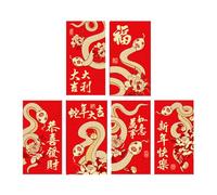 Buste rosse Snake 2025 - Oro Film Capodanno cinese Buste rosse 2025 Serpente, 6 X Soldi fortunati Pacchetti Hong Bao Spring Festival Red Envelope per Capodanno compleanno matrimonio