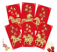 Buste Rosse Tradizionali per Strenne,Set di 6 Buste Cartoon per Capodanno | 2026 Buste Rosse di Capodanno con Stampa Cavallo Cartone Animato - Per Ragazzi Ragazze Adulti Amici Anni