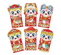 Buste rosse Year of Snake - 6 pacchetti di denaro per festival di primavera, matrimoni e feste con funzione di design tradizionale, buste per contanti 2025, tasca rossa Hong Bao