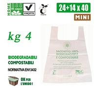 BUSTE SHOPPERS BIOCOMPOSTABILI MINI KG 4 BIANCHE