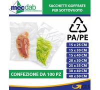 Buste Sottovuoto Alimenti Trasparente Goffrate Per Imballaggio Salumi 100 Pezzi