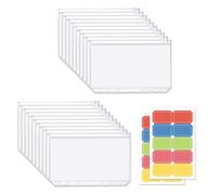 Buste Trasparenti A5 con Cerniera, 20 Pezzi 6 Fori Tasche per Raccoglitori Con 30 Etichette, Borsa per Raccoglitore A5 Con Cerniera per Documenti Quaderni Foto Fattura Carte