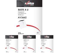 Buste Trasparenti con Apertura a U, Formato cm 23x33, Spessore 90 micron, Confezione da 100 Pezzi