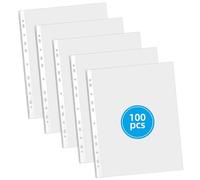 Buste trasparenti formato A4, 100 pezzi, trasparenti, formato DIN A4, 70 My PP, 11 fori, trasparenti, resistenti alla polvere, per documenti, contratti, raccoglitori
