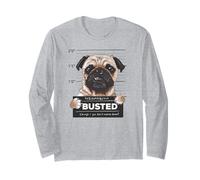 Busted Pug Mugshot Funny Dog Humor Maglia a Manica