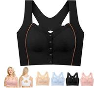 Bustella - Reggiseno correttore posturale comodo e modellante, bustella, con chiusura frontale, per anziani, Nero , 3XL