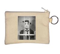 Buster Keaton Legendary Actor Prison Cell Photo Portachiavi Portamonete Beige