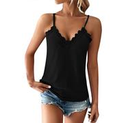 Bustier - Canottiera intima da donna con scollo a V, pizzo, alla moda, casual, double face, Nero , S