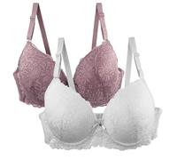 Bustier in pelle Pack of 2 Women's Bra Set di reggiseno in pizzo comodo con cinghie regolabili eleganti per Everyday and Leisure Multicoloured Braccio mestruale abbondante, azzurro, 2D