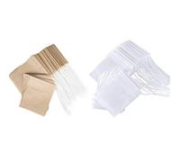 Bustine da Tè,200 Pezzi Colini da Tè USA e Getta per Tè Sfuso con Coulisse Borse Filtranti per Tisane Filtro Sacchetti per Tè Spezie Erbe Grani 6x8cm, 100x colore naturale e 100x bianco