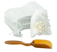 Bustine da tè Filtro, 200 Pezzi Sacchetti Bustine tè in Tessuto e cucchiaino da tè, Bustina di tè Vuota per tè Sfuso e caffè, 7 * 9 Cm