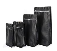 Bustine di caffè con valvola 50 pezzi Finitura opaca Rosa Grigio Blu Nero Buste di caffè tostato con chiusura lampo con valvola Sigillabile A prova di odore(Black,500g with valve)