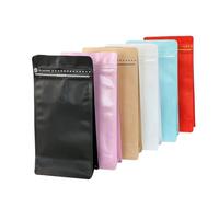 Bustine di caffè con valvola Busta con fondo a blocchi da 50 pezzi Busta con chiusura a zip in foglio di alluminio da 1/2 1 libbra con degasaggio su un lato