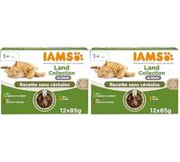 Bustine di cibo umido per gatti IAMS Advanced Nutrition Grain Free Land Collection senza cereali in salsa per gatti di età superiore a 1 anno (Confezione da 2)