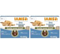 Bustine di cibo umido per gatti IAMS Advanced Nutrition Grain Free Sea Collection senza cereali in salsa per gatti di età superiore a 1 anno (Confezione da 2)