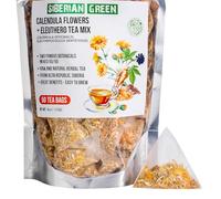 Bustine di tè alla radice di ginseng verde siberiano e fiori di calendula - Confezione da 50 bustine di tisana botanica cruda e naturale dei Monti Altai della Siberia