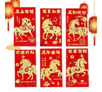 Bustine Rosse Per Capodanno Cinese Cavallo - 6 Pezzi Forniture Stagionali - Capodanno Lunare Hong Bao,Per Organizzatori Di Eventi Matrimonio Compleanno Riunioni Familiari Natale