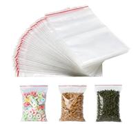 Bustine Trasparenti Richiudibili, 100 Pezzi 4X6Cm Con Bordo Rosso Per Alimenti E Conservazione Cucina