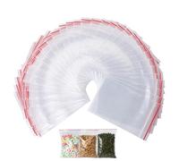 Bustine Trasparenti Richiudibili, 100 Pezzi 6X8Cm Con Bordo Rosso Per Alimenti E Conservazione Cucina